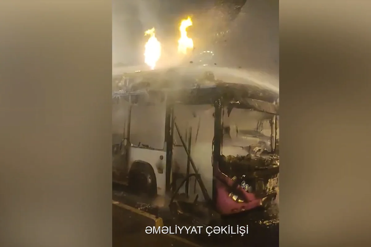 A fire broke out in a passenger bus in Baku