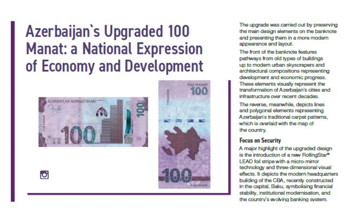 Nüfuzlu jurnalda yenilənmiş 100 manat barədə məqalə dərc edilib