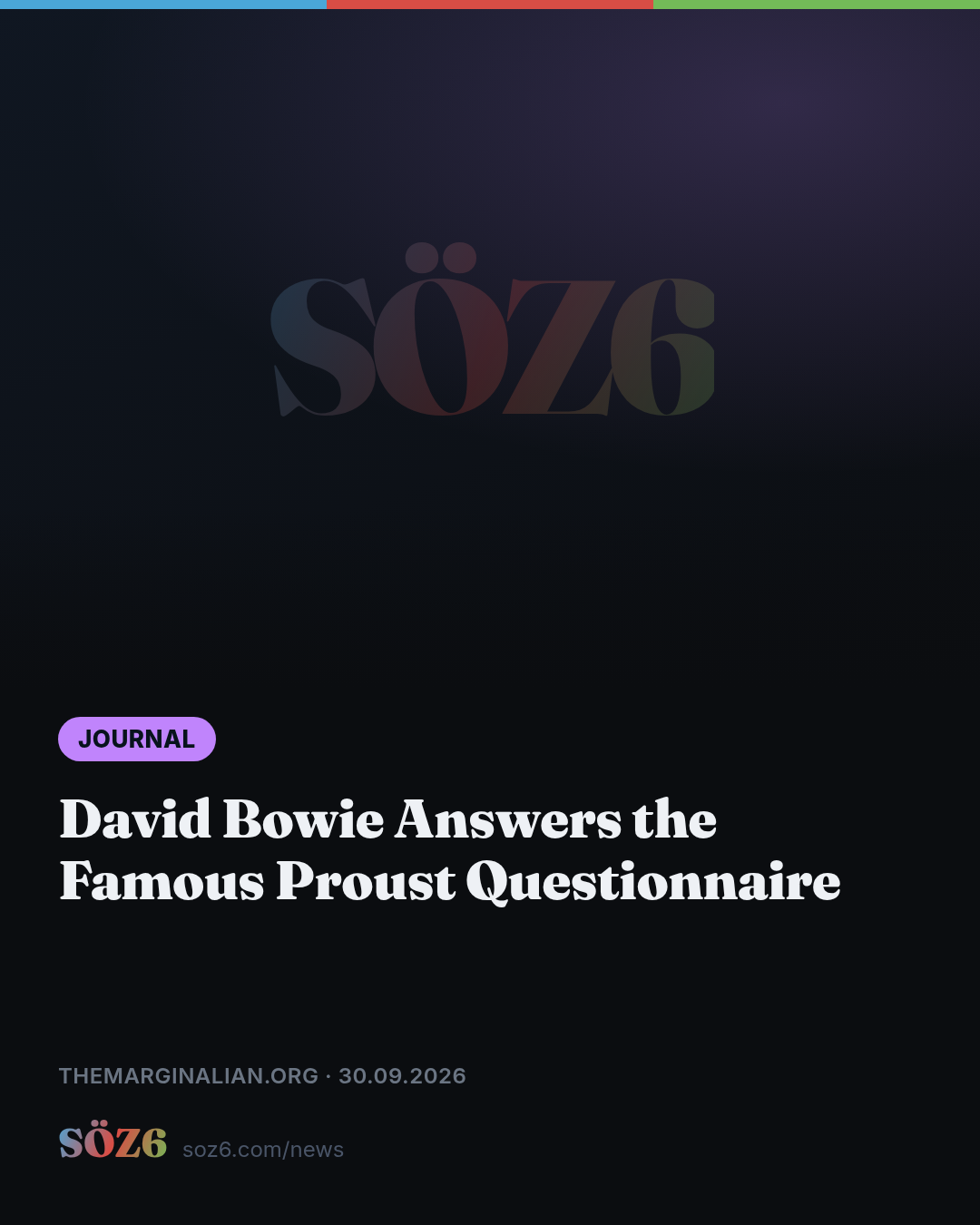 David Bowie Answers the Famous Proust Questionnaire