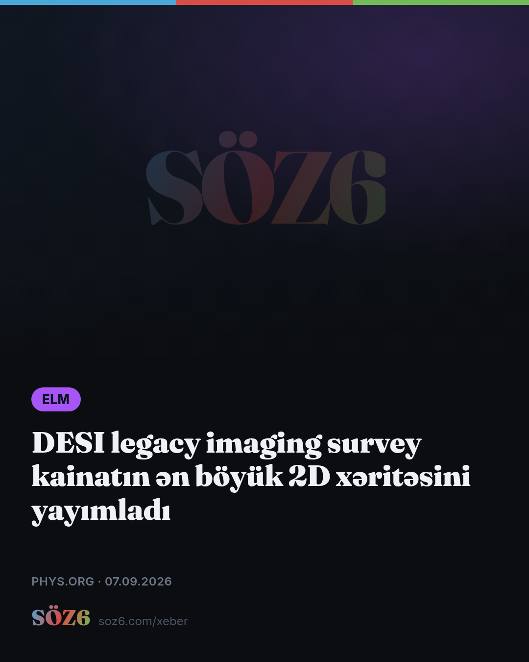 DESI legacy imaging survey kainatın ən böyük 2D xəritəsini yayımladı