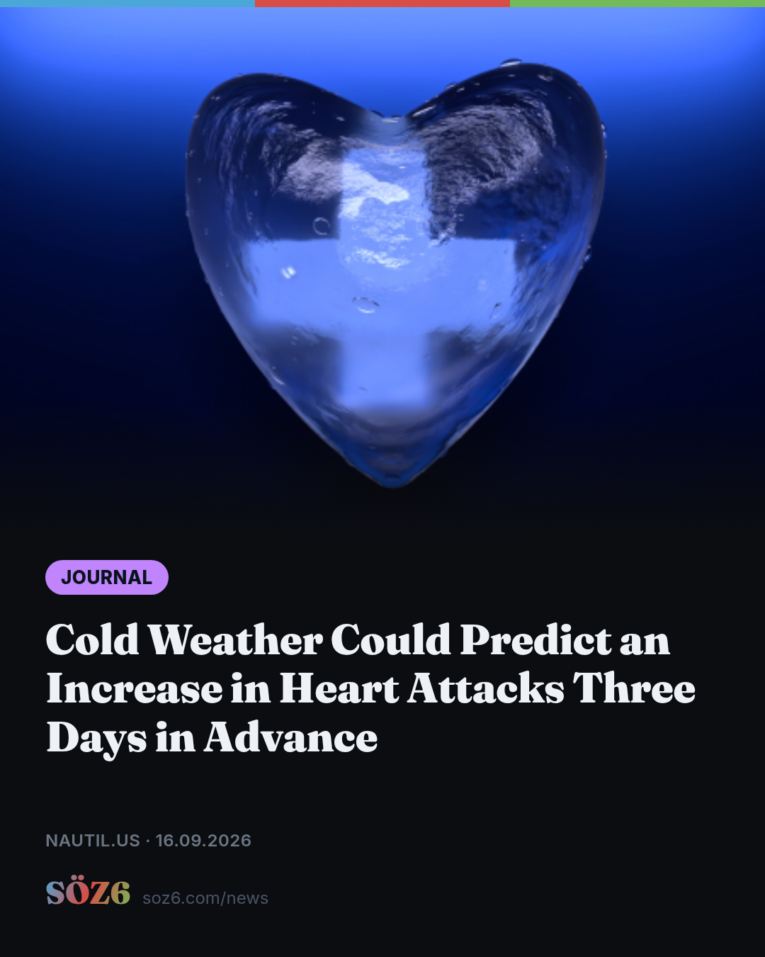 Cold Weather Could Predict an Increase in Heart Attacks Three Days in Advance