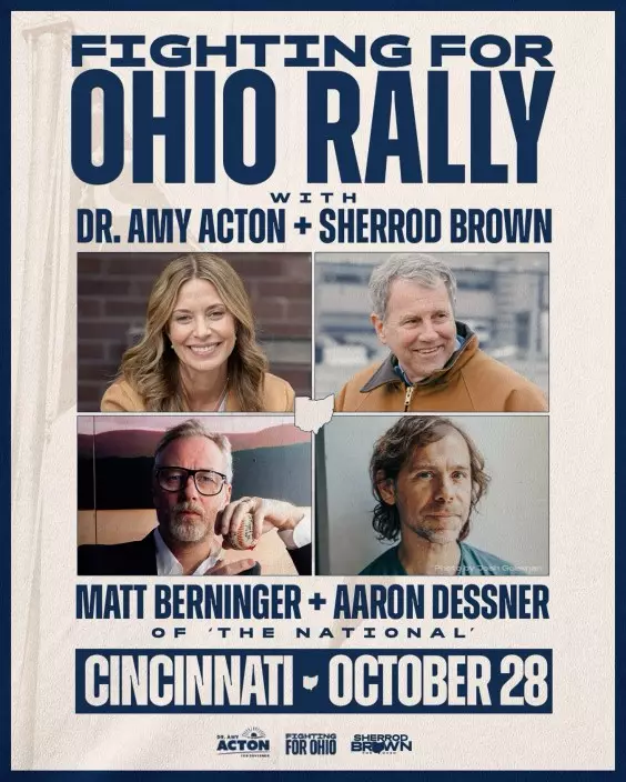The National Members, John Legend Appearing At Ohio Rallies For Dr. Amy Acton
