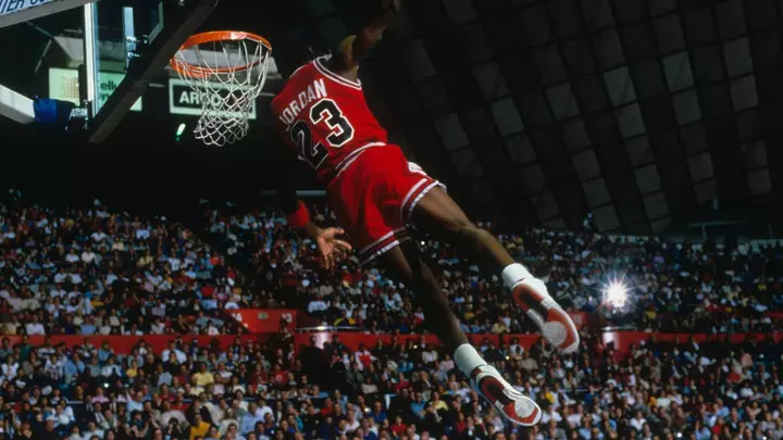 In 1984, Michael Jordan wore black-and-red Nikes the NBA said broke its rules; Nike sold the ‘Banned’ story with the Air Jordan 1, but he was wearing a different shoe