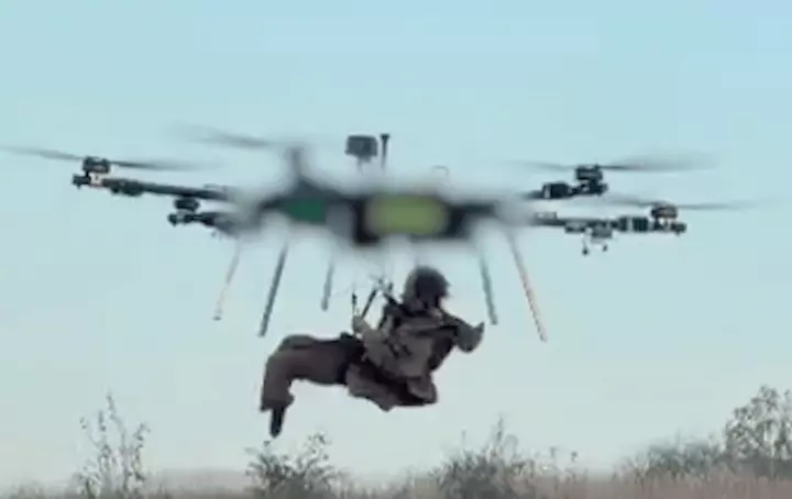 Wounded Soldier Airlifted by Drone from Ukraine Front Line