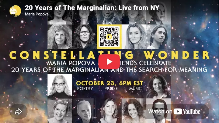 Celebrating 20 Years of The Marginalian and the Search for Meaning: Free Livestream This Friday