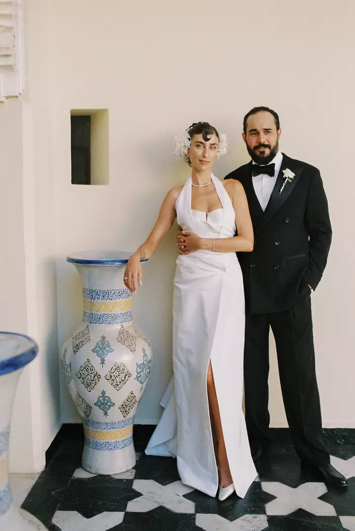 The Bride Wore Handmade Silk Organza Flowers in Her Hair for Her Creative Wedding in Marrakech